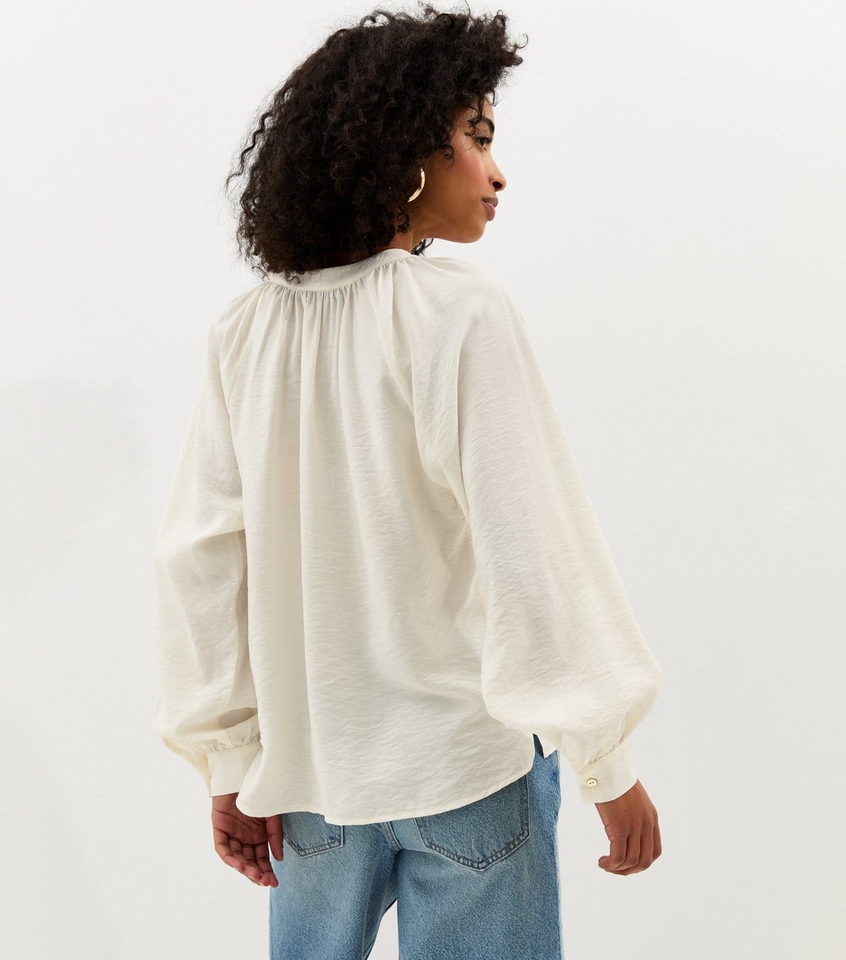 New Look Women's Cream Flowy Raglan Sleeve Blouse New Look - 4