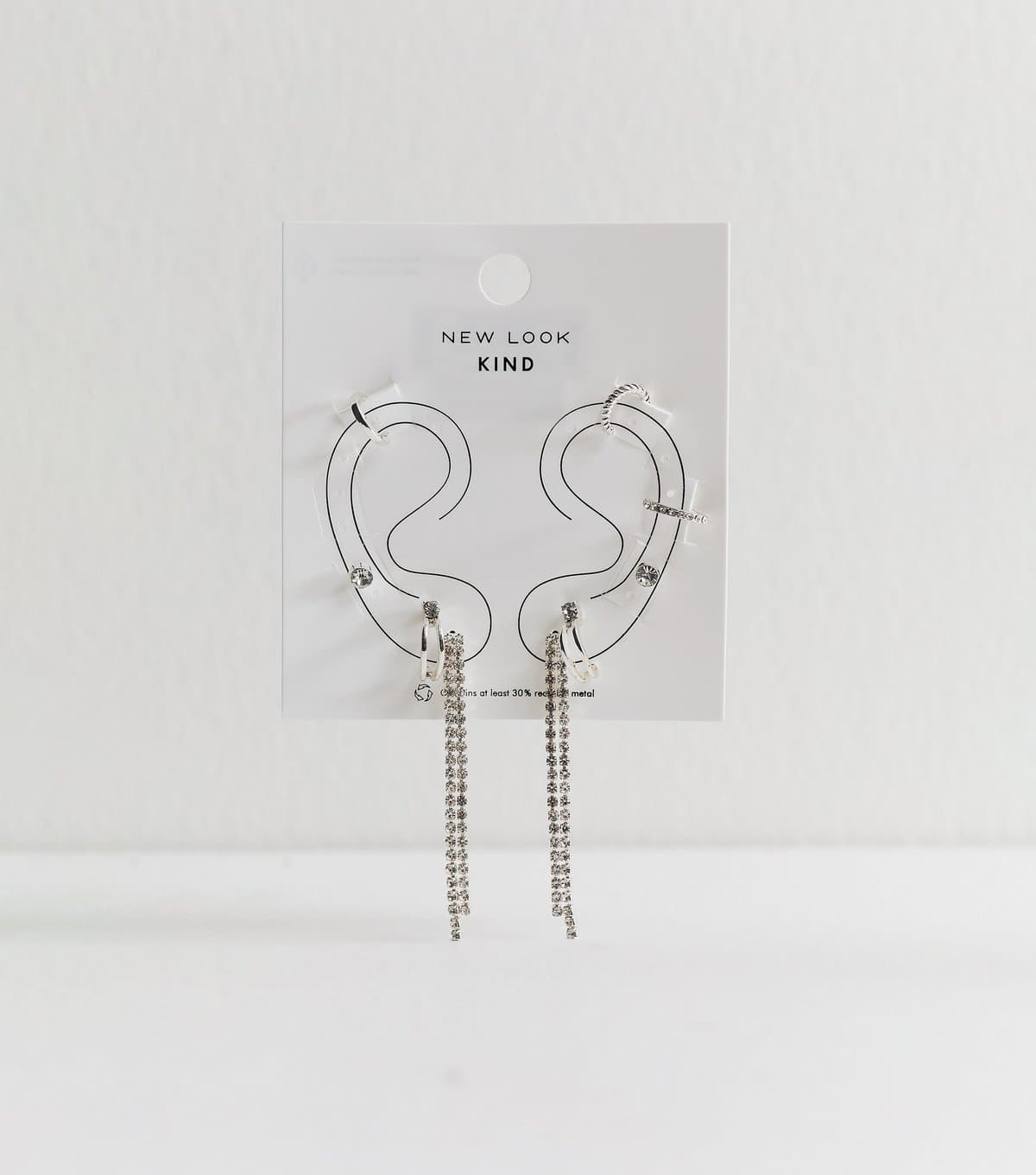 New Look Silver Tone Pack of 6 Diamante Embellished Earrings New Look