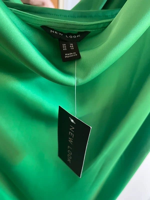 New Look Green silk midi cowl neck dress