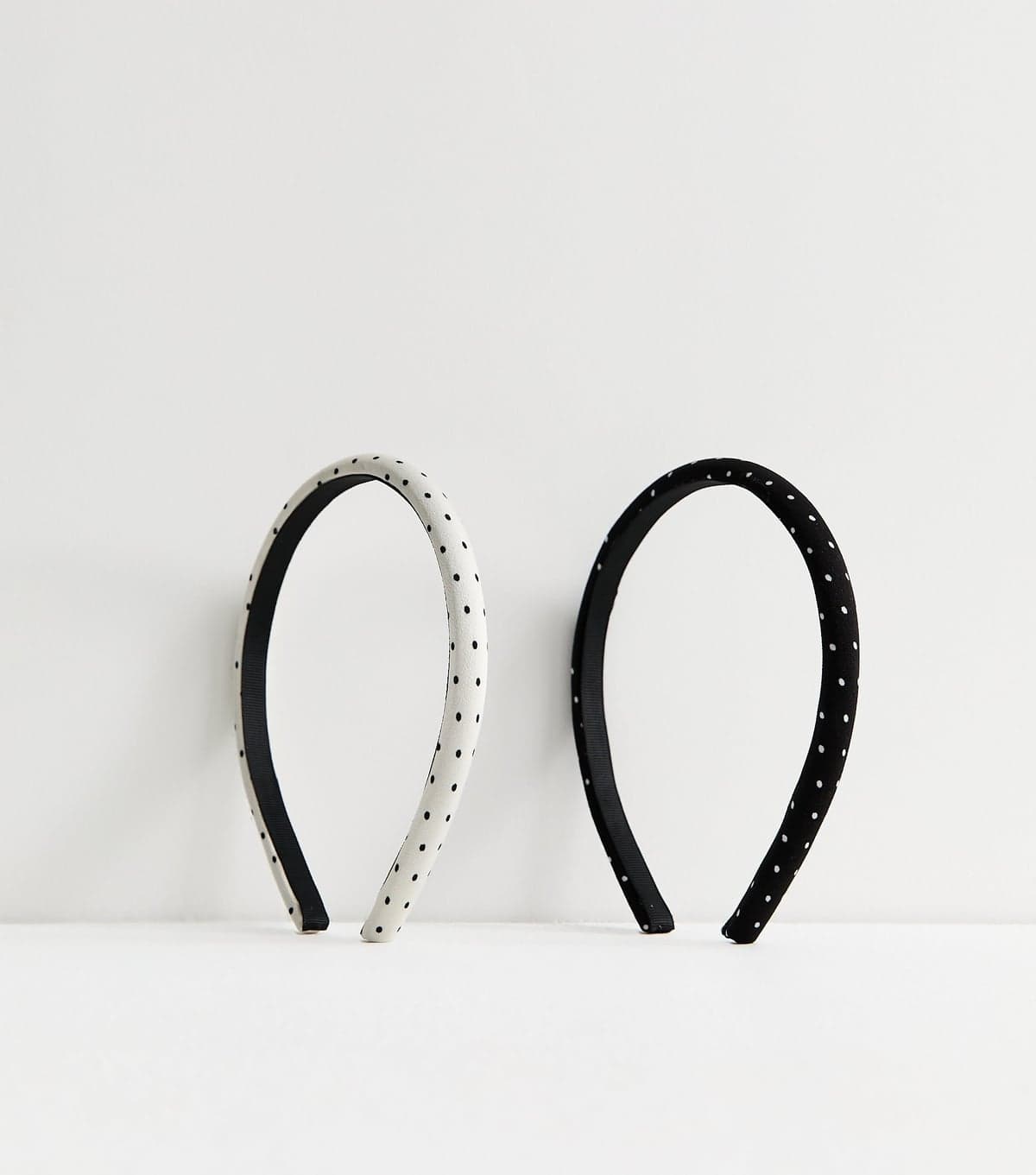 New Look Pack Of 2 Black Polka Dot Padded Headbands New Look