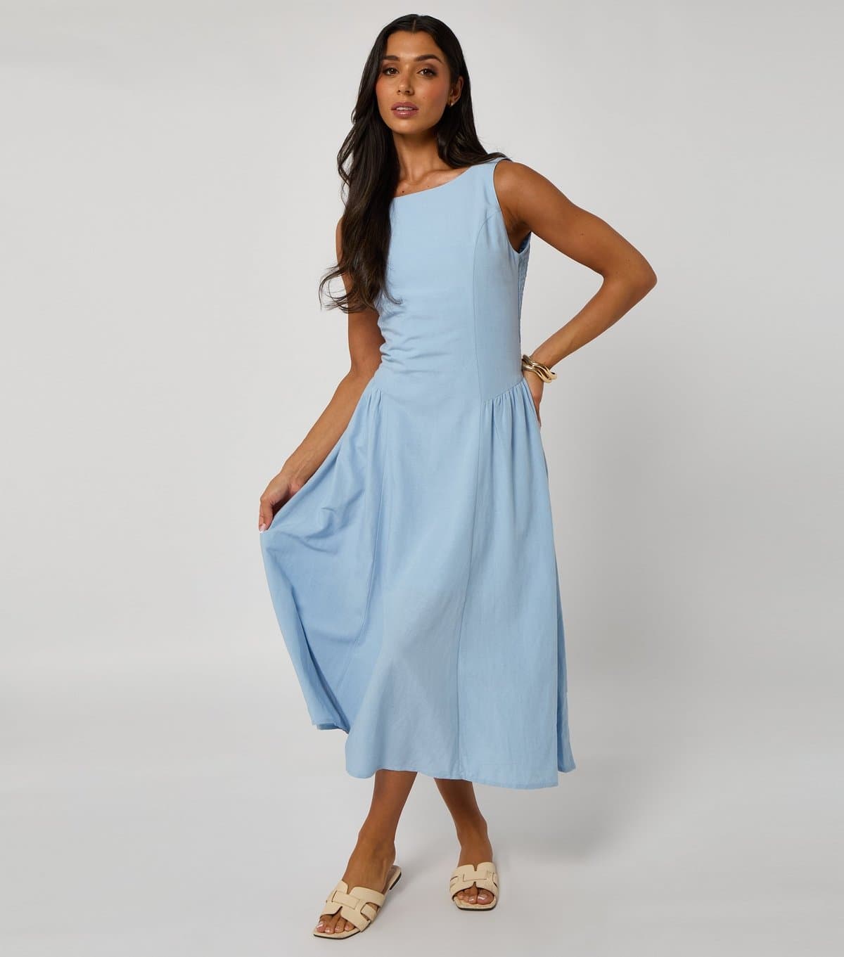 Urban Bliss Women's Light Blue Flared Midi Dress Urban Bliss New Look