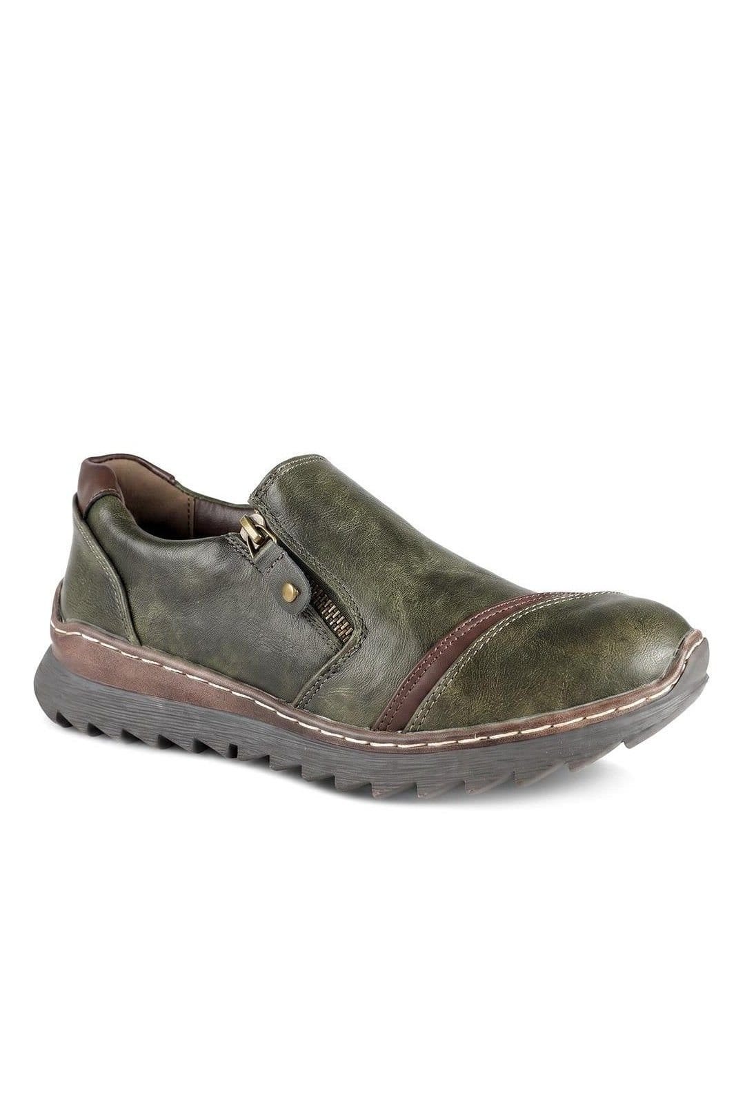 Pavers Pavers Women's Zip Up Platform Heel Shoes in Khaki - 1