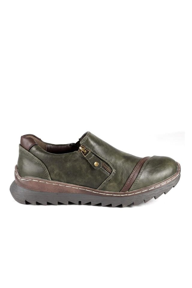Pavers Pavers Women's Zip Up Platform Heel Shoes in Khaki - 2