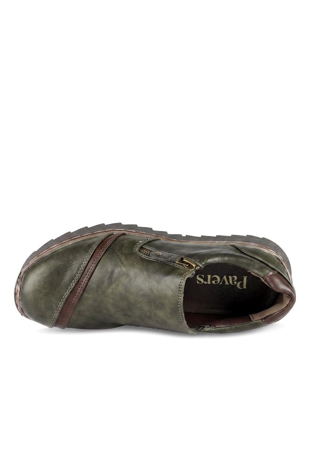 Pavers Pavers Women's Zip Up Platform Heel Shoes in Khaki - 4
