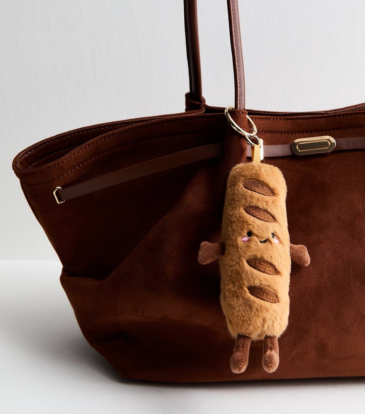 New Look Brown Baguette Plush Bag Charm New Look