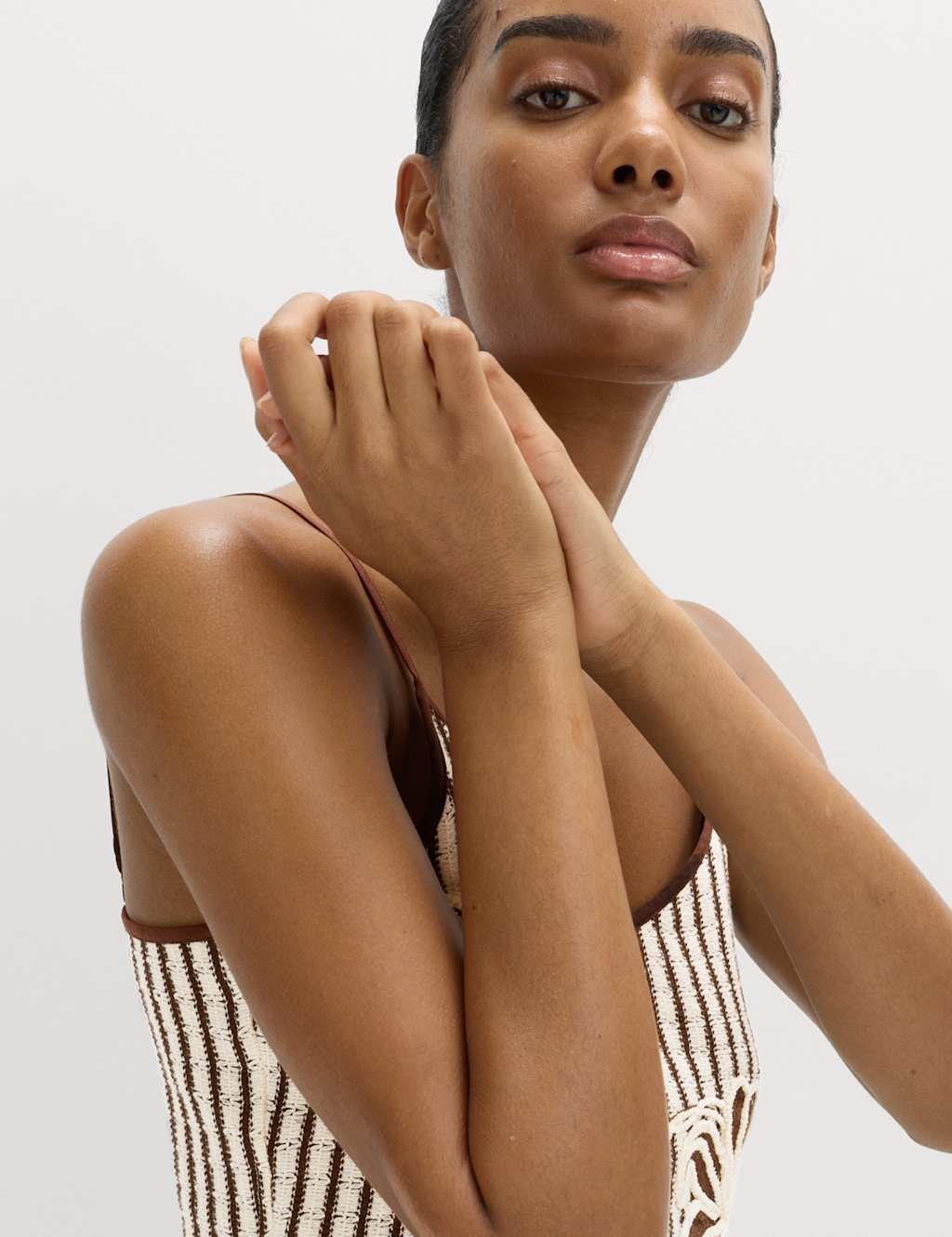 Marks & Spencer M&S Cotton Rich Mini Beach Dress Brown Mix - 4