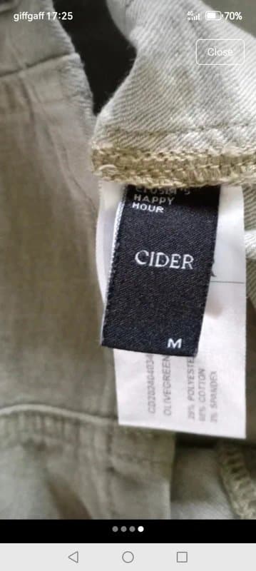 Cider Ladies size medium cider denim olive green khaki strap summer pockets dress