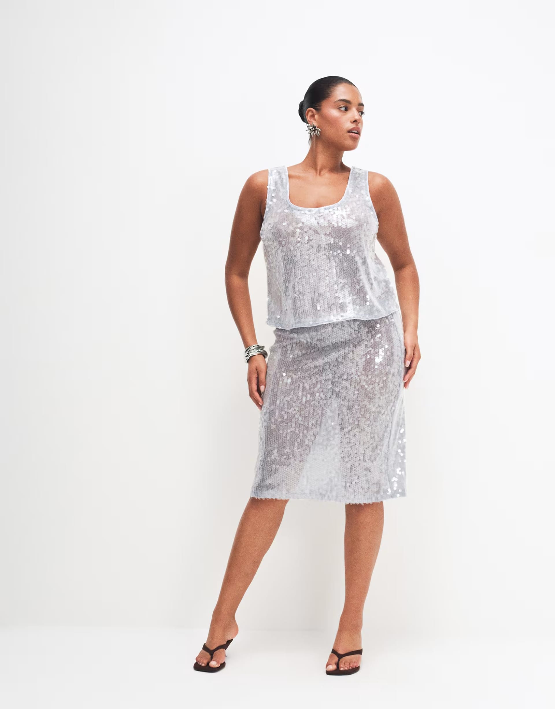 ASOS DESIGN Curve Blue Sequin Co-ord Set