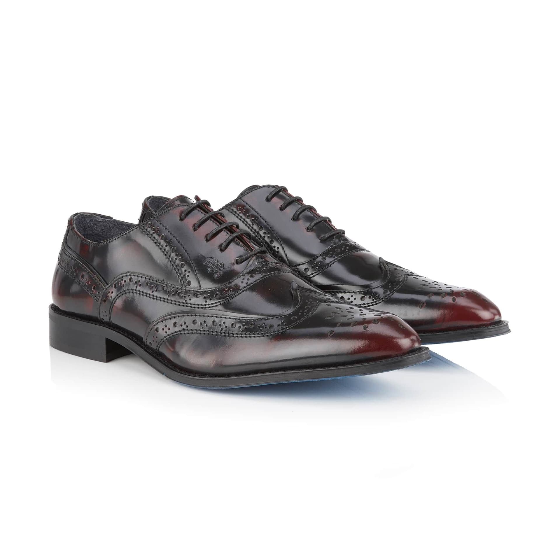 Amen Shoes Amen Shoes Men's Kilkenny Leather Star Brogue Shoes in Burgundy