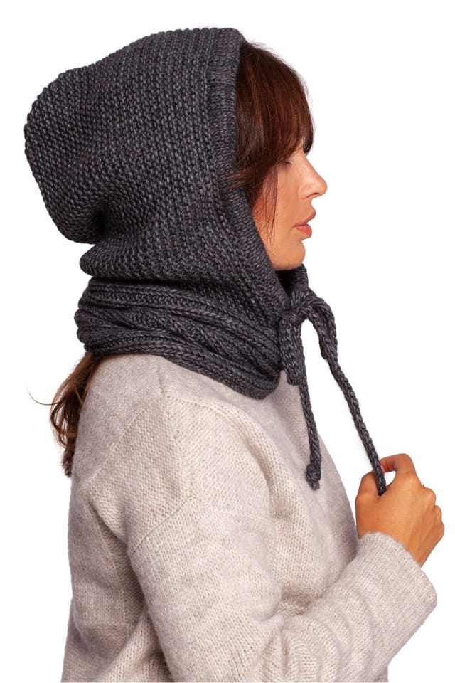 Love Lace Love Lace Women's Balaclava Knit Chimney Sweater Super Warm Neck Hood Hat in Grey - 2