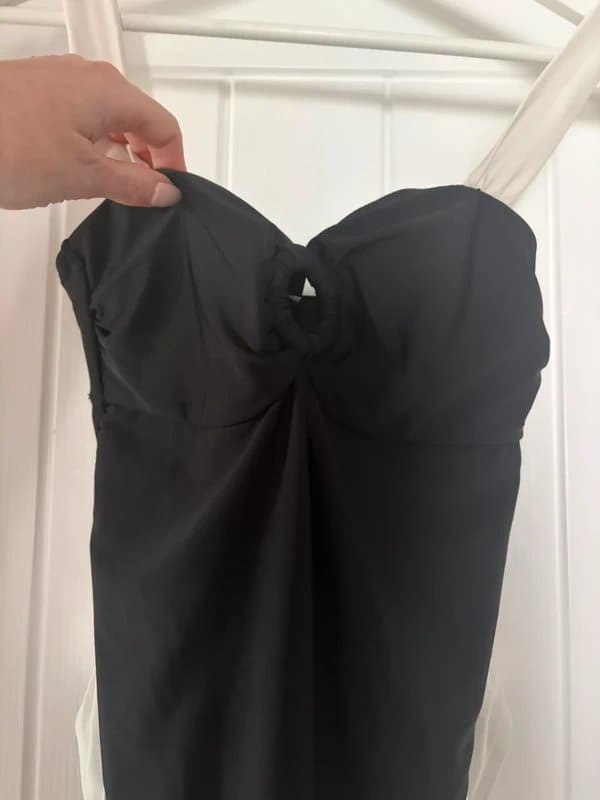 New Look New Look Black and Cream Knot-Front Swimsuit - Size 10