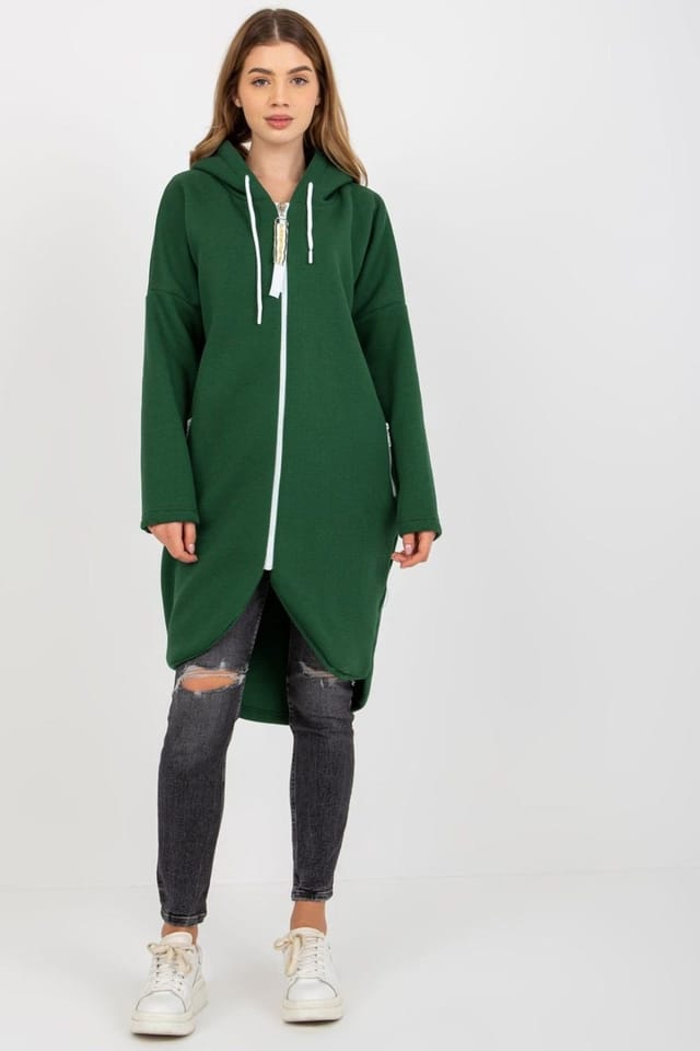 Love Lace Love Lace Women's Zipped Hooded Sweatshirt with Side Pockets in Green - 2