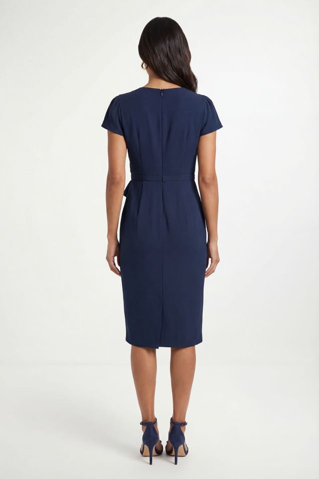 Wallis Wallis Women's Crepe Ruffle Pencil Dress in Navy - 3