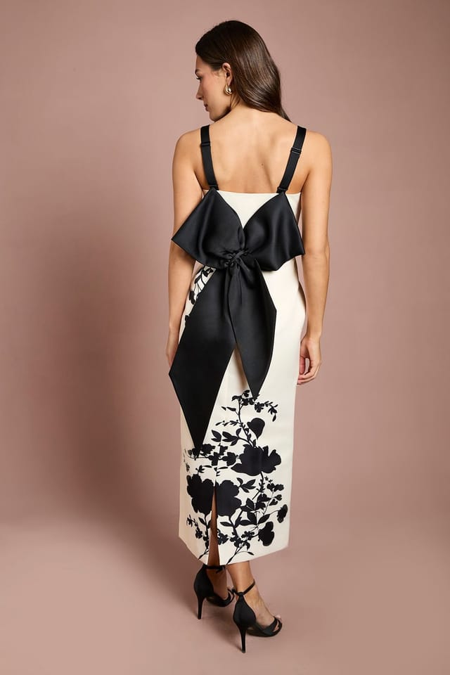 Coast Coast Women's Printed Floral Pencil Midi Dress in Mono - 3