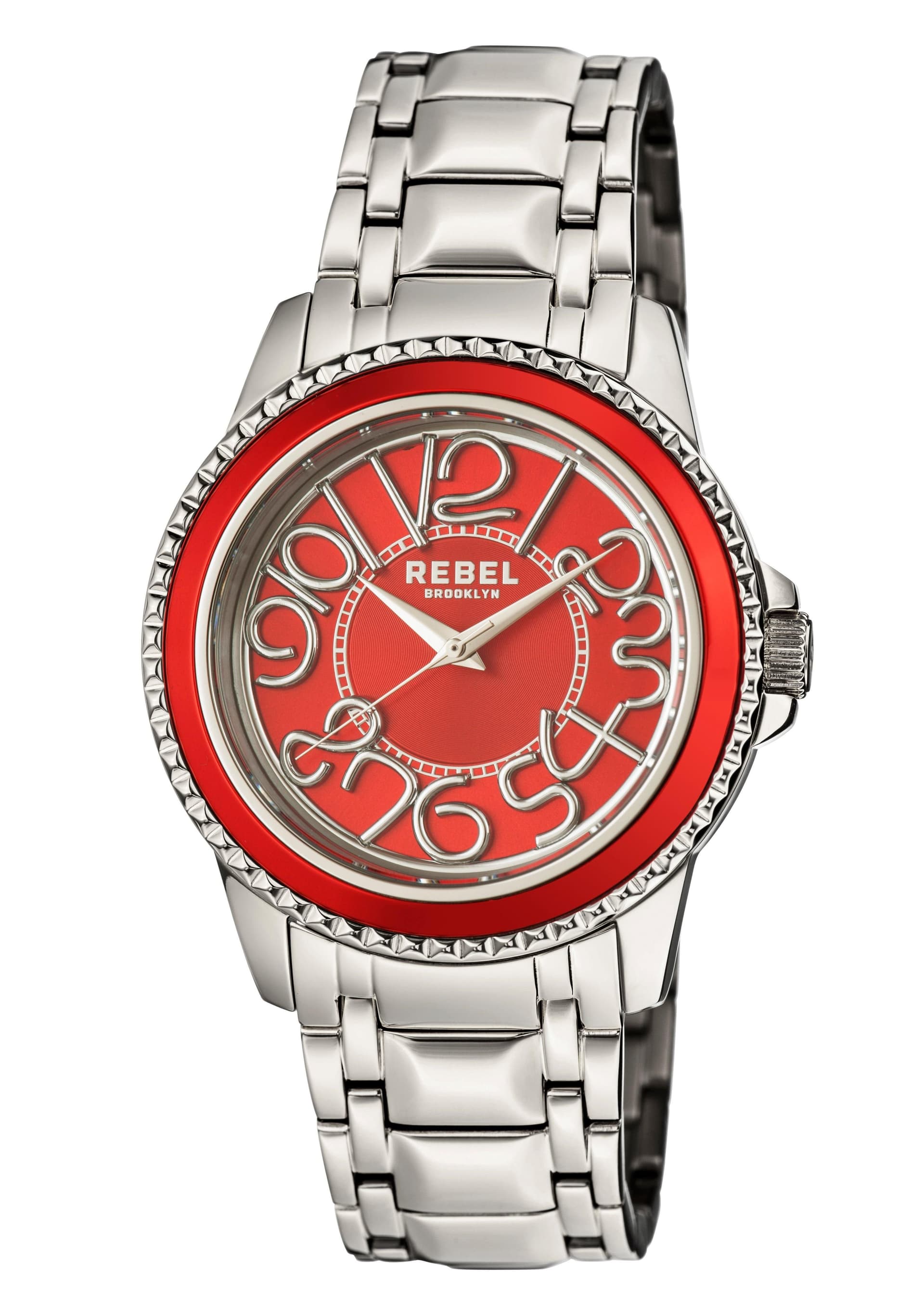 Rebel Rebel Men's Williamsburg Red Dial Stainless Steel Watch