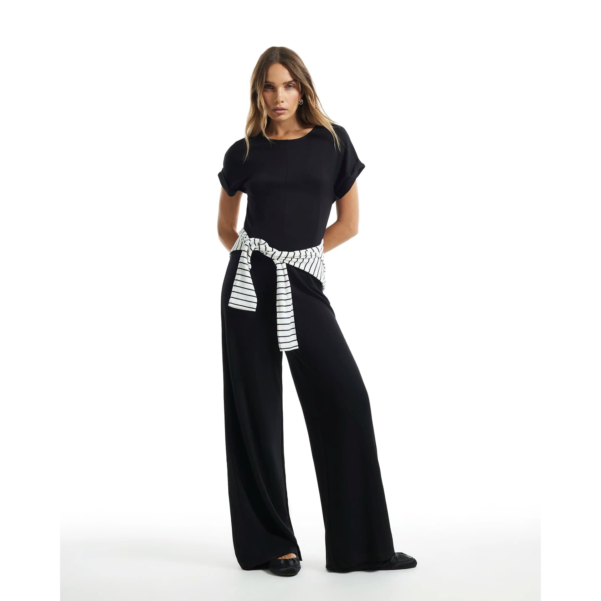 River Island River Island Womens Black Premium Short Sleeve Jumpsuit