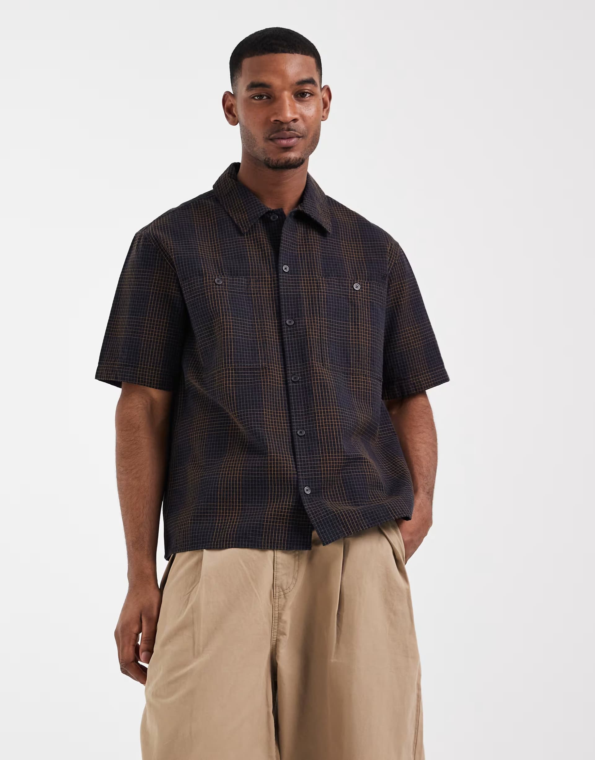 ASOS Double A by Wood Wood 100% cotton cooper shirt in black check