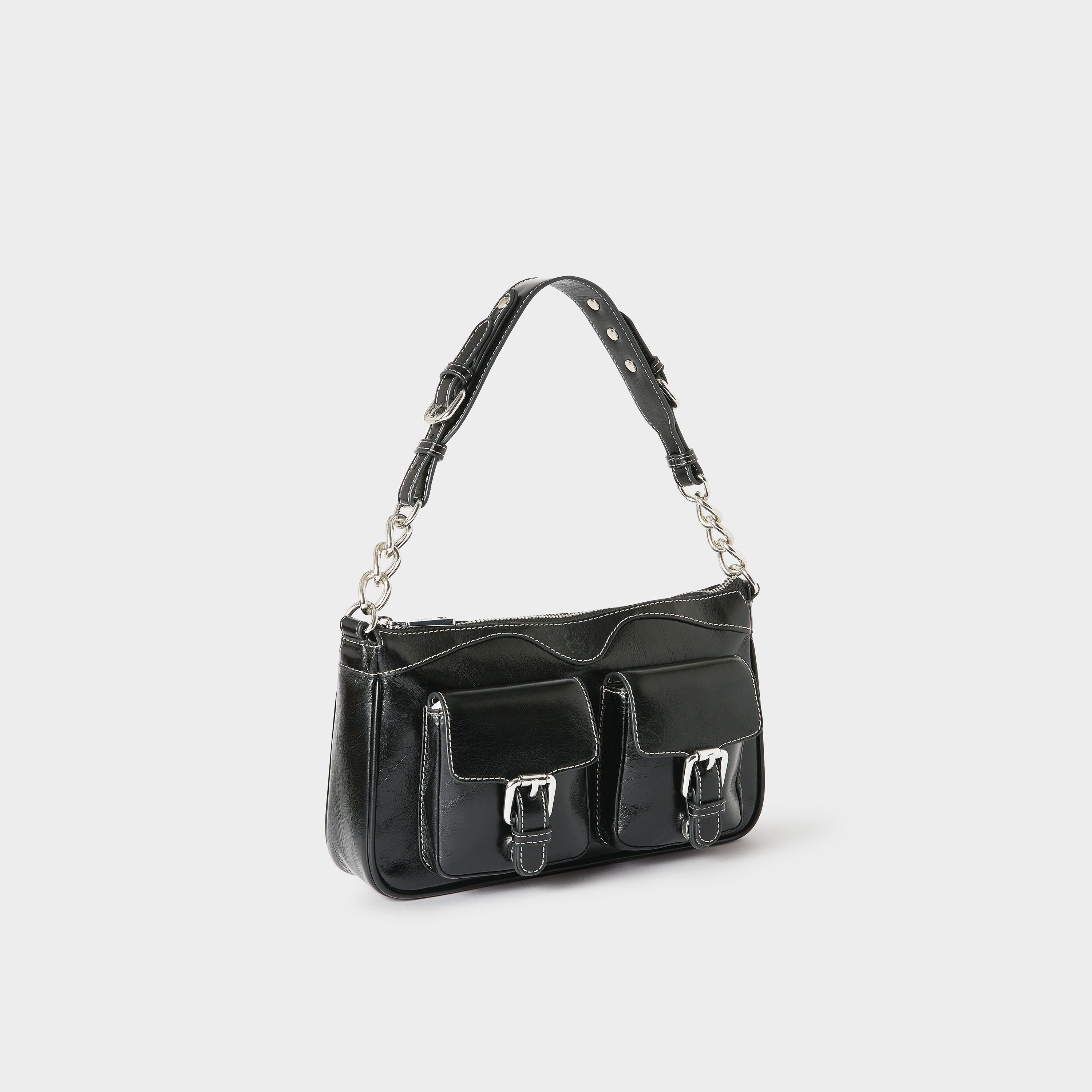 OSPREY LONDON OSPREY LONDON Women's The Cali Leather Shoulder Bag in Black - 3