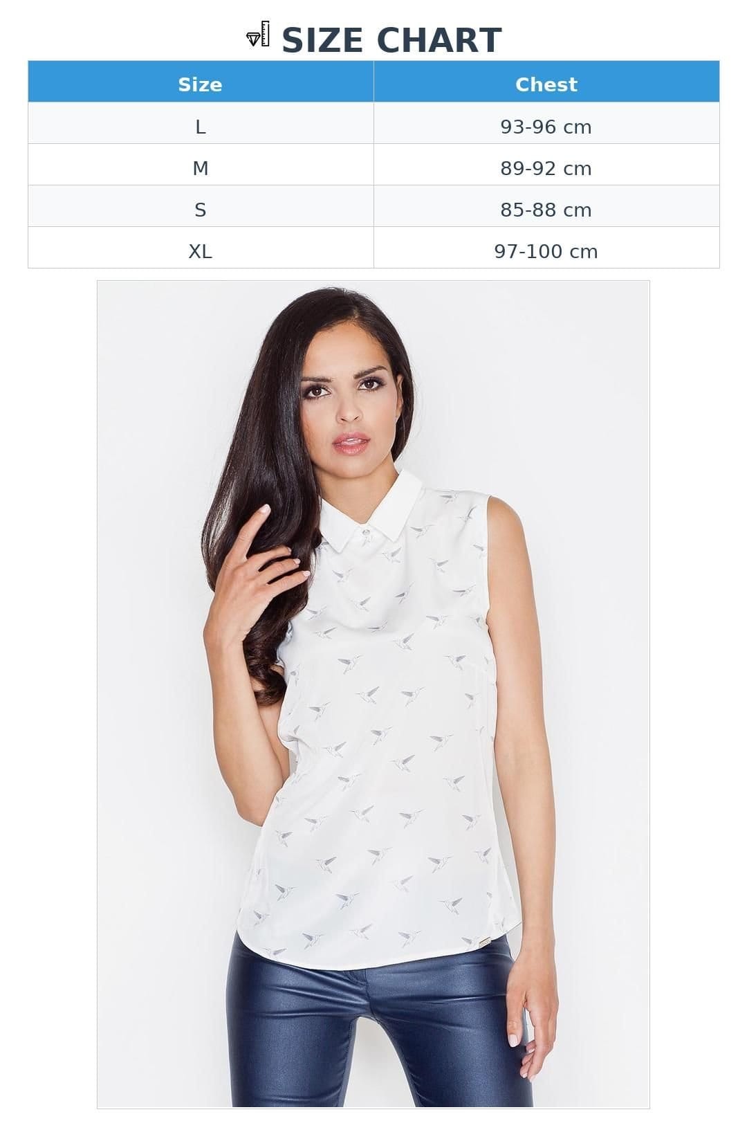 Love Lace Love Lace Women's Sleeveless Collared Blouse with Bird Pattern in White - 4