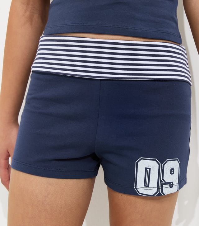 New Look Girls' Navy 09 Print Folded Waist Shorts New Look - 2