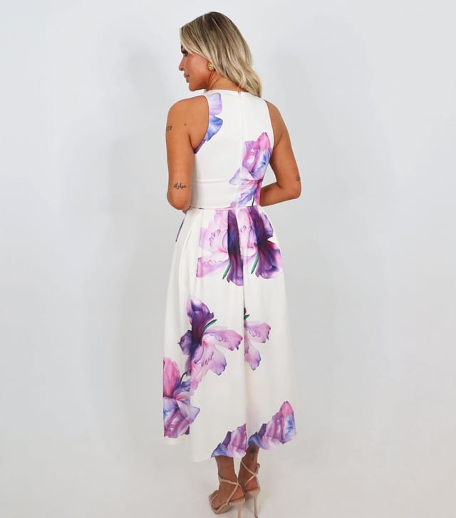 AX Paris Women's Lilac Floral Print Racer Pleated Midi Dress AX Paris New Look - 3