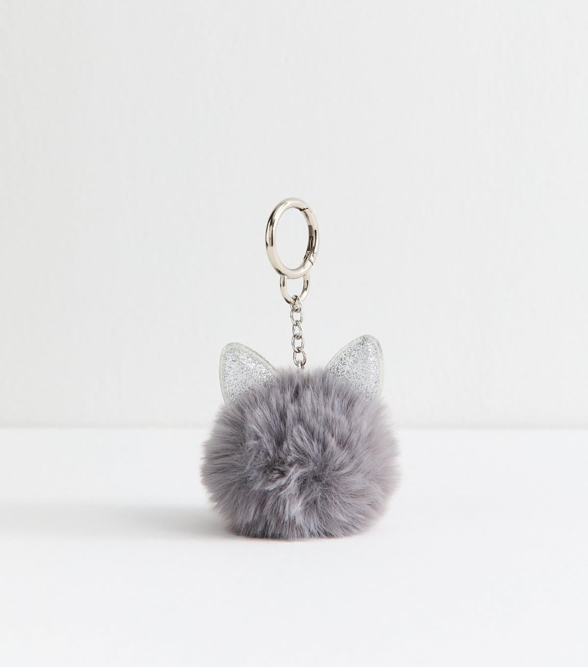 New Look Grey Cat Pom Pom Bag Charm New Look