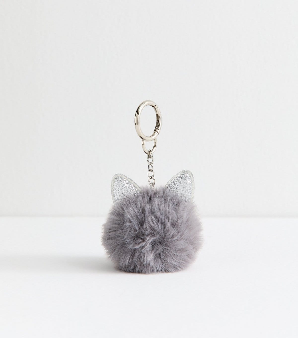 New Look Grey Cat Pom Pom Bag Charm New Look - 1