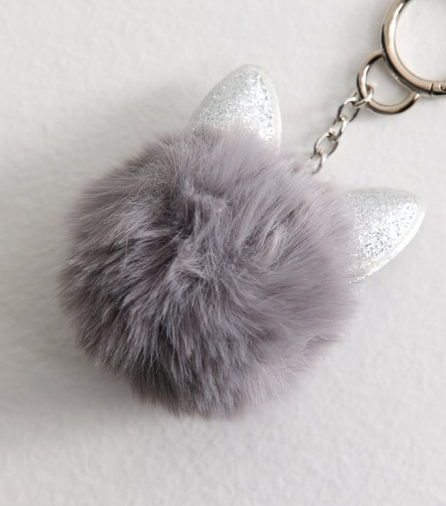 New Look Grey Cat Pom Pom Bag Charm New Look - 2
