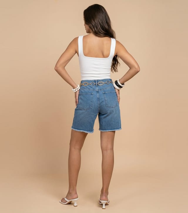 Urban Bliss Women's Blue Raw Hem Denim Shorts Urban Bliss New Look - 3