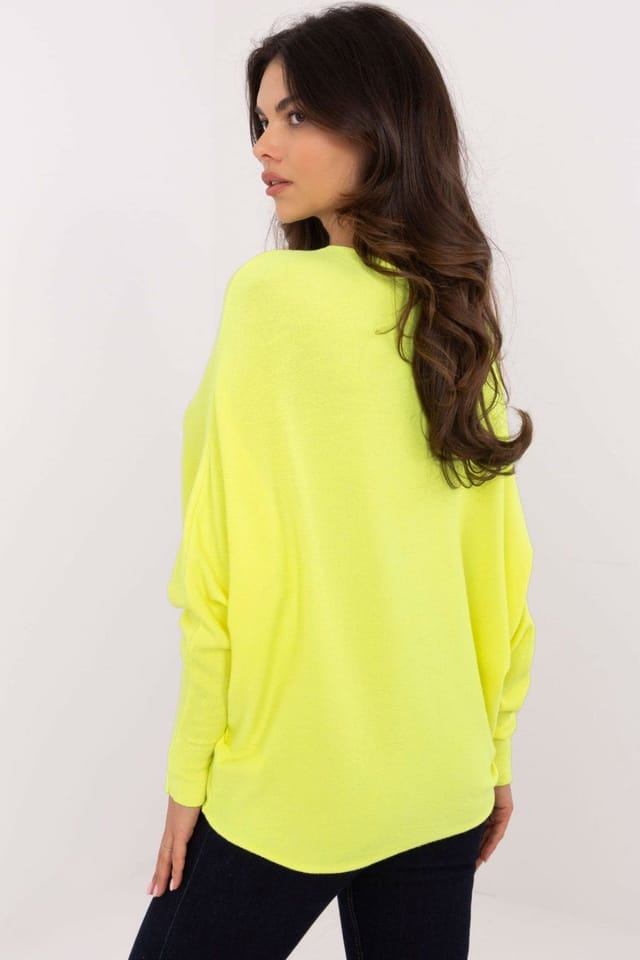 Love Lace Love Lace Women's Oversized Boat Neck Casual Sweater in Lime - 3