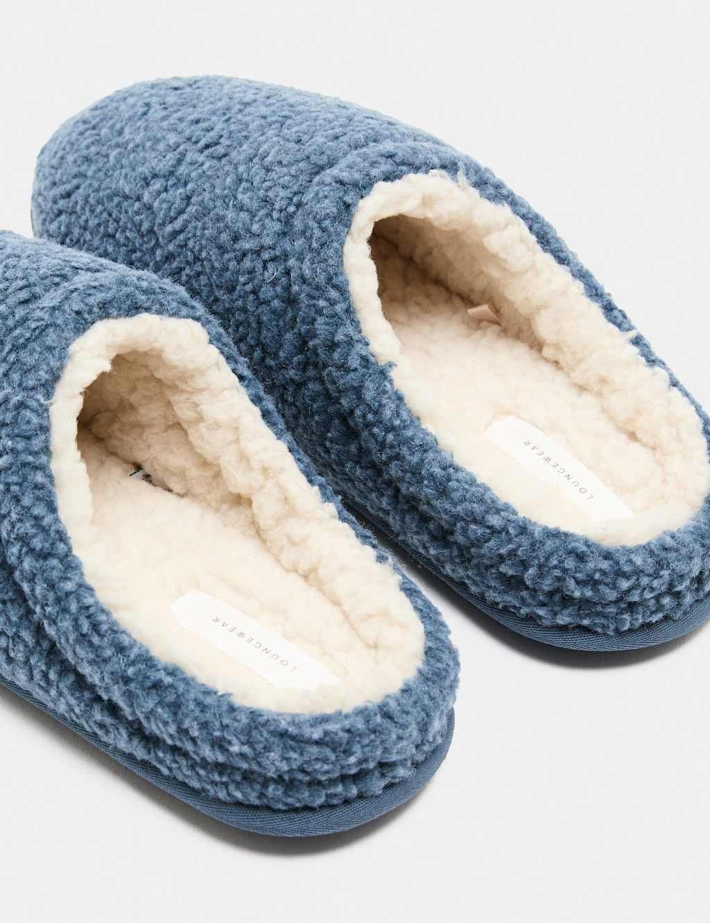 Marks & Spencer M&S Cosy Mule Slippers with Freshfeet™ Blue