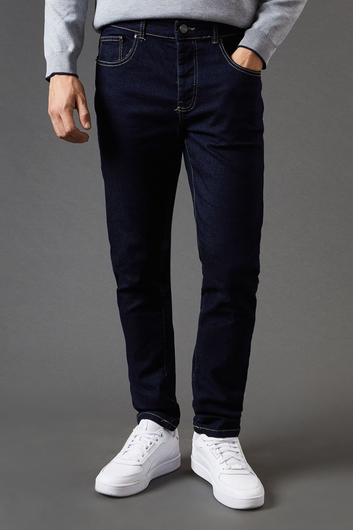 Burton Men's Dark Blue Rinse Skinny Fit Jeans