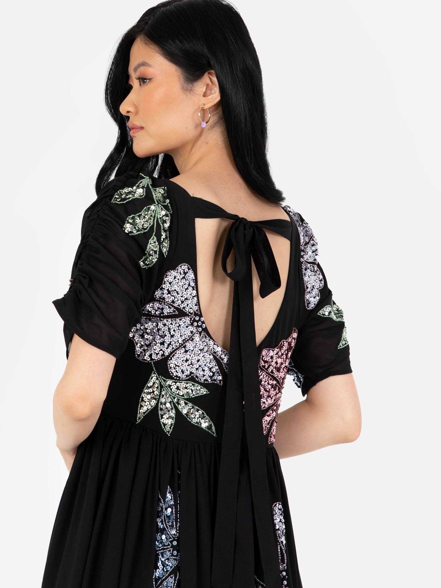 Maya Deluxe Maya Deluxe Women's Embellished Sweetheart Neck Maxi Dress in Black - 4