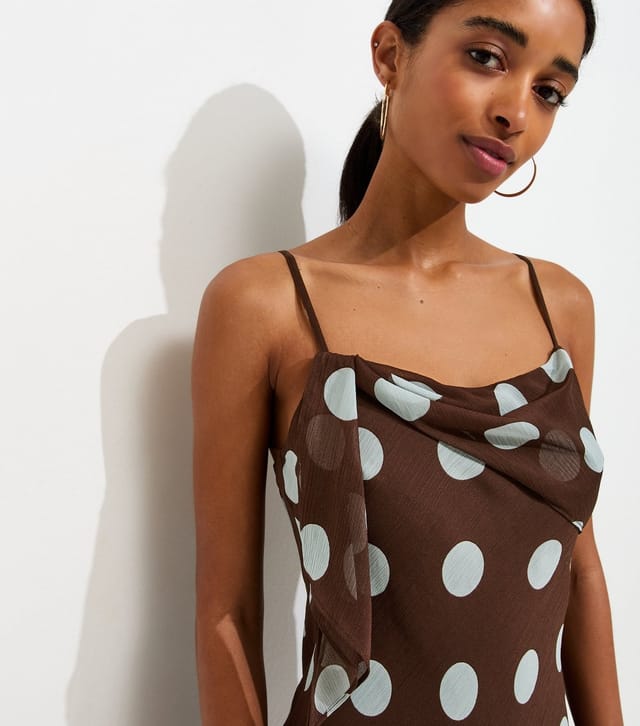 New Look Women's Dark Brown Chiffon Polka Dot Mini Dress New Look - 3