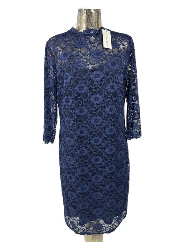 John Rocha Rjr john rocha womens dress size xl 18 lace fitted new navy blue eu46 rrp £69