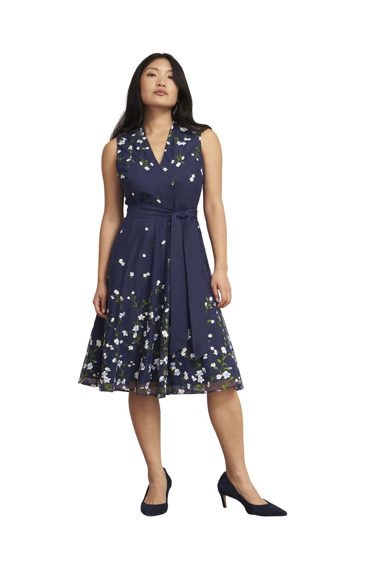 Hobbs London Hobbs London Women's Aria Embroidered Dress in Dark Navy