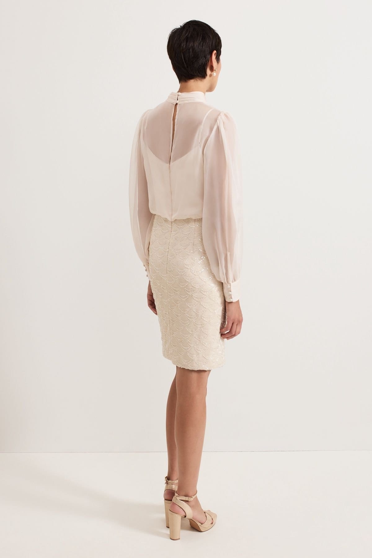 Phase Eight Phase Eight Women's Amina Sequin Dress in Off-White - 4