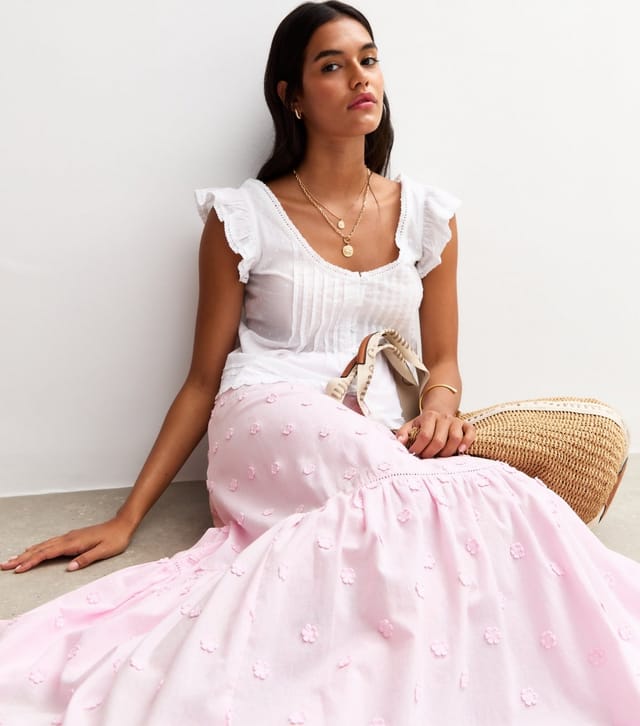 New Look Women's Pink Floral Embroidered Midi Skirt New Look - 3