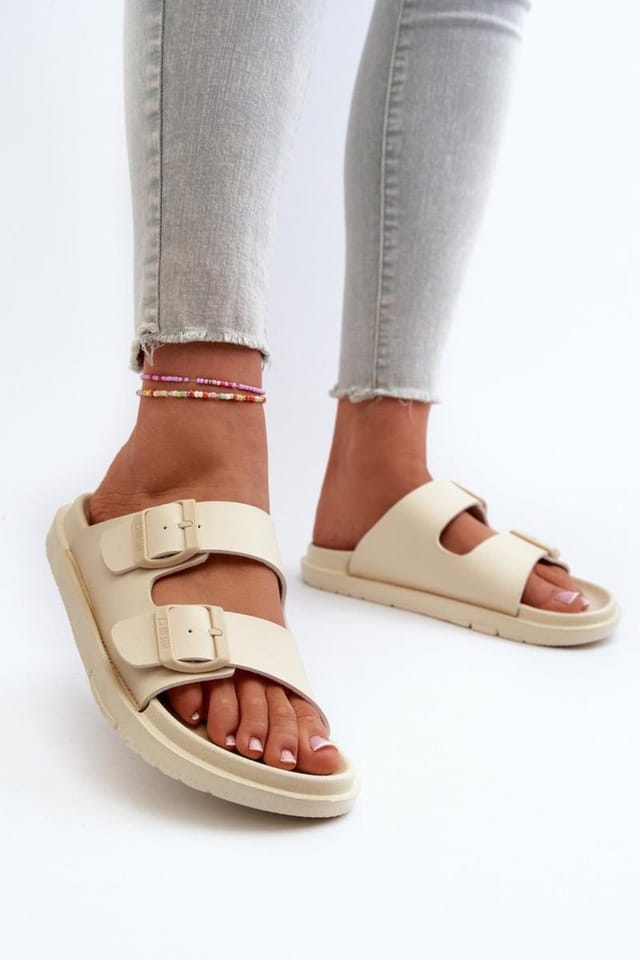 Love Lace Love Lace Women's Lightweight EVA Foam Flip Flops with Adjustable Straps Comfort in Beige - 3