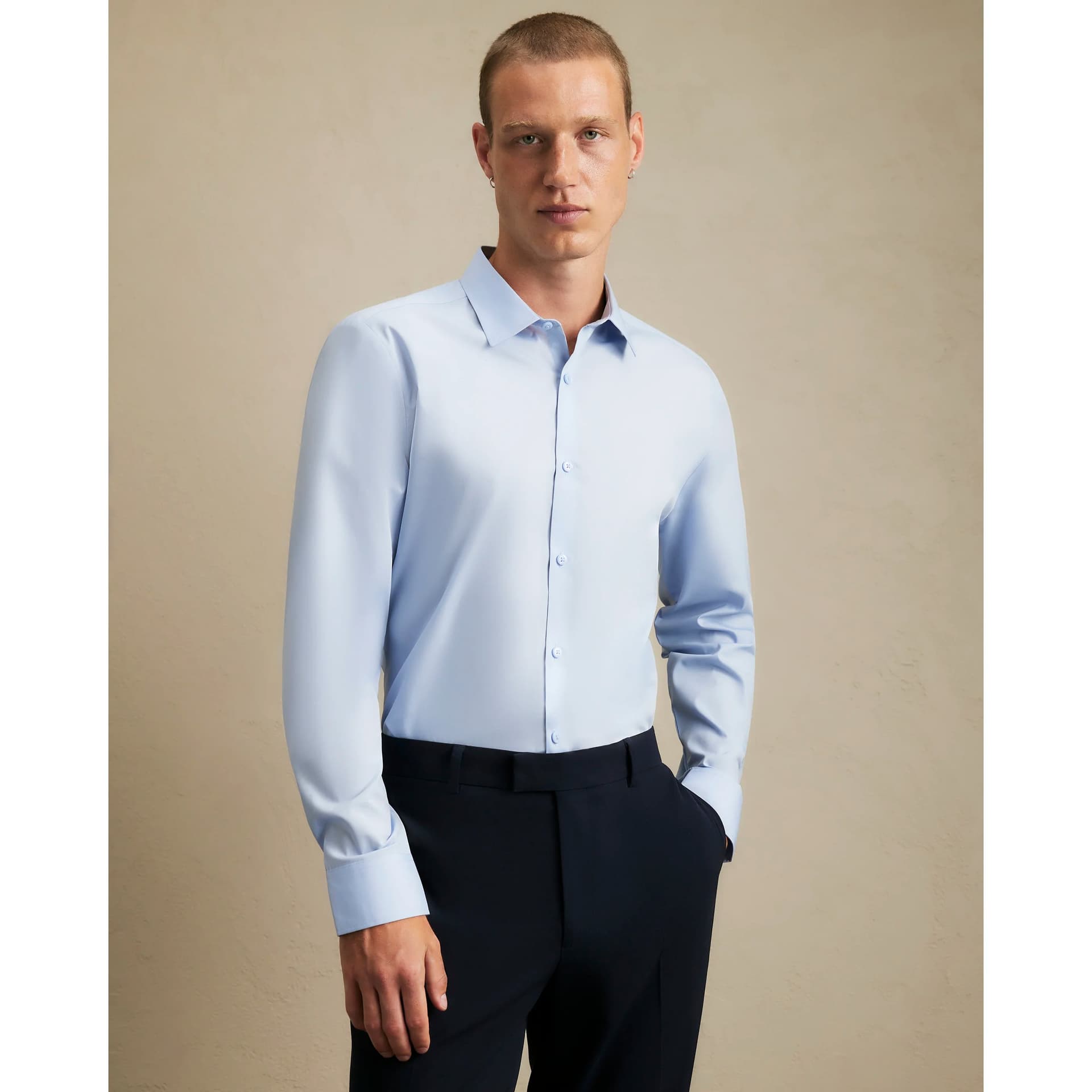 River Island Mens River Island Blue Slim Fit Cotton Shirt