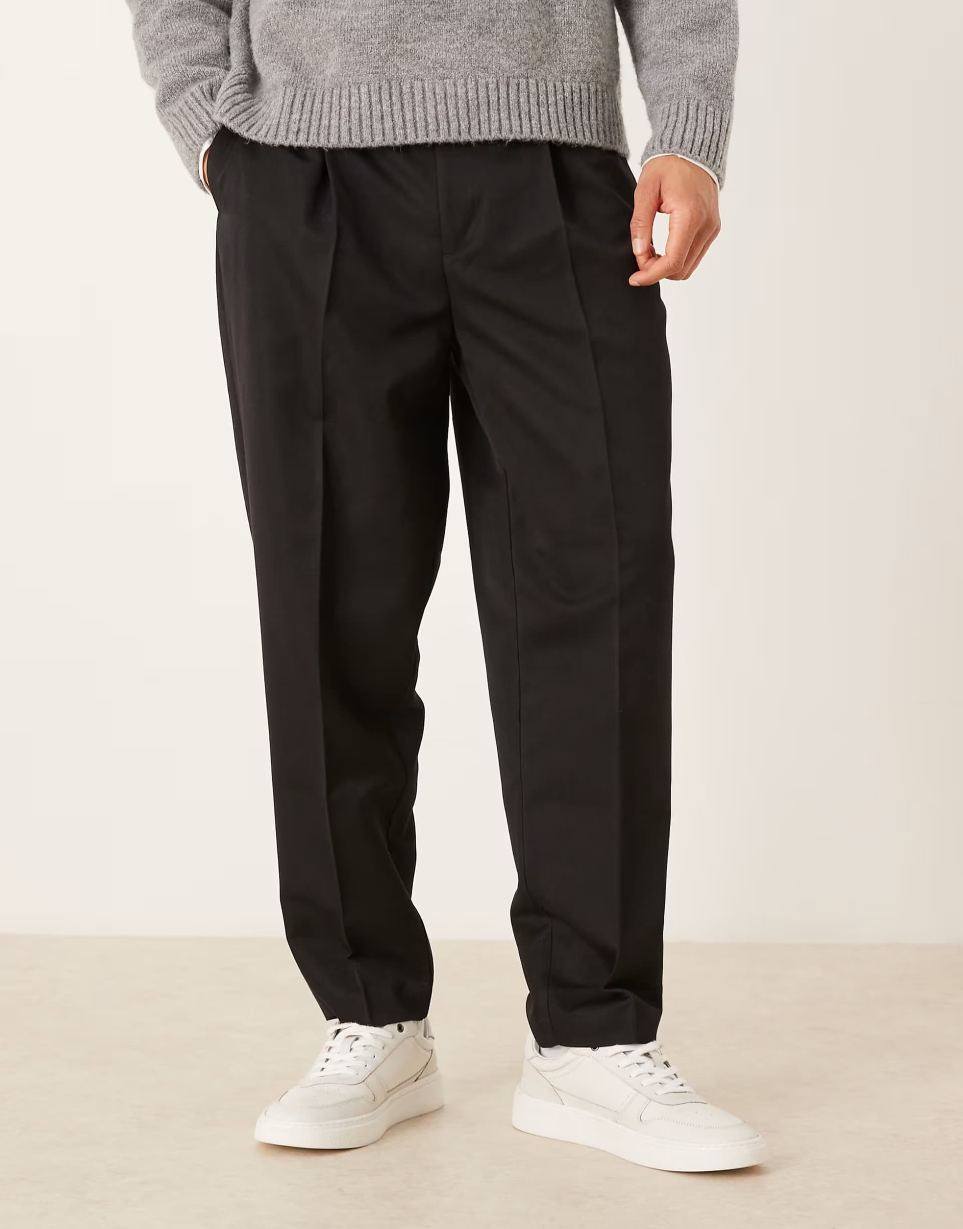 ASOS ASOS DESIGN smart oversized tapered trousers with elasticated waist in black