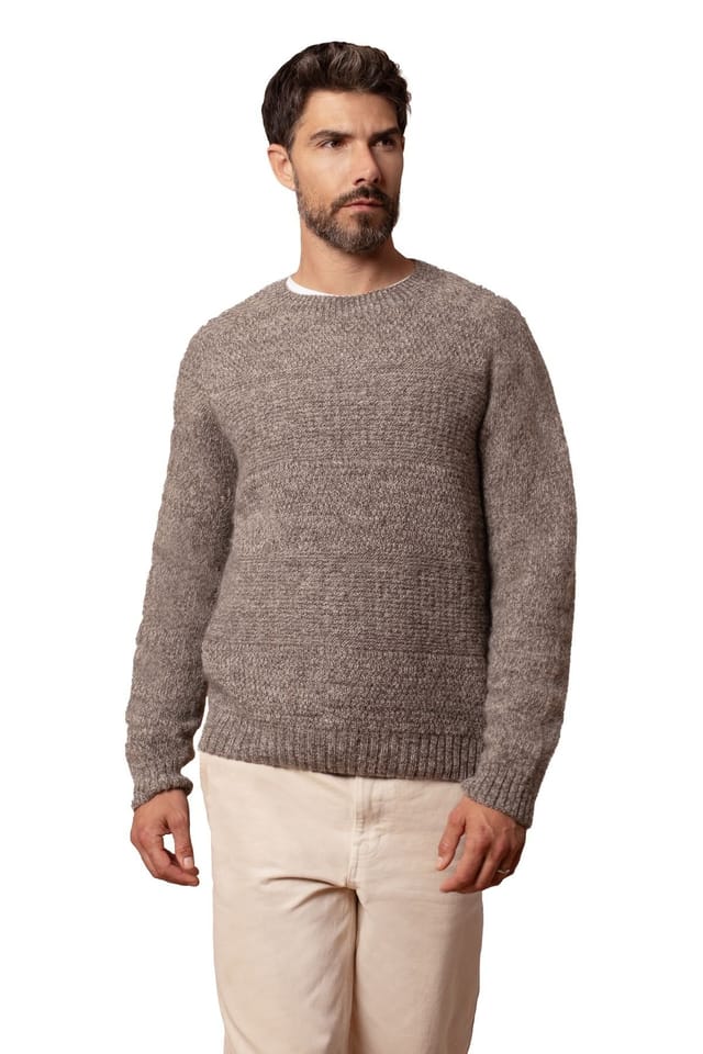 Celtic & Co Celtic & Co Men's British Saddle Shoulder Sweater in Light Brown - 2