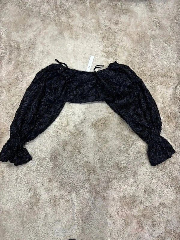 ASOS ASOS Luxe Bardot Crop Top in Black UK 8