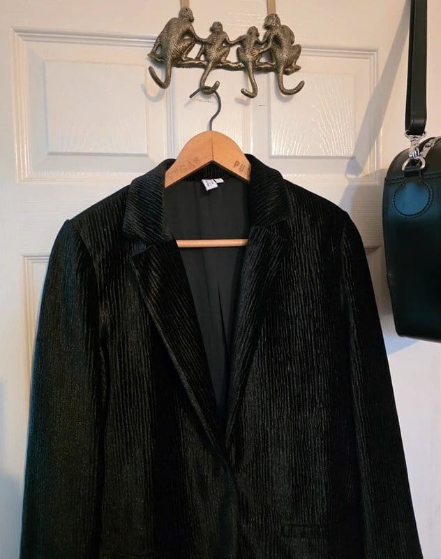 & Other Stories Black Velvet Textured Blazer