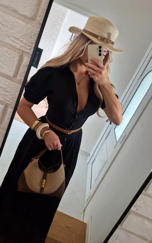 Fashion Nova Black long maxi dress summer holiday casual