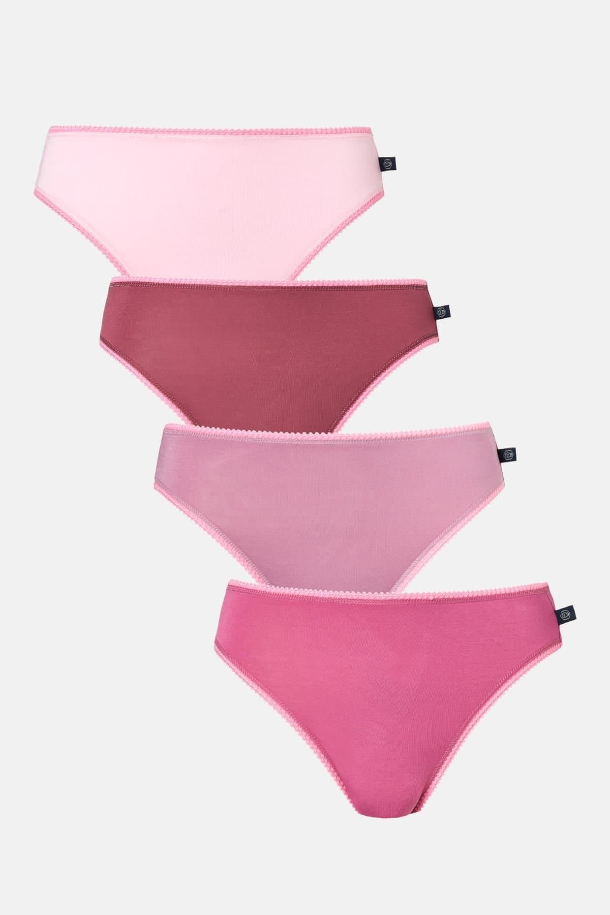 British Boxers British Boxers Women's Pack of Four "Bunch of Roses" Bamboo High Leg Knickers in Dusty Pink