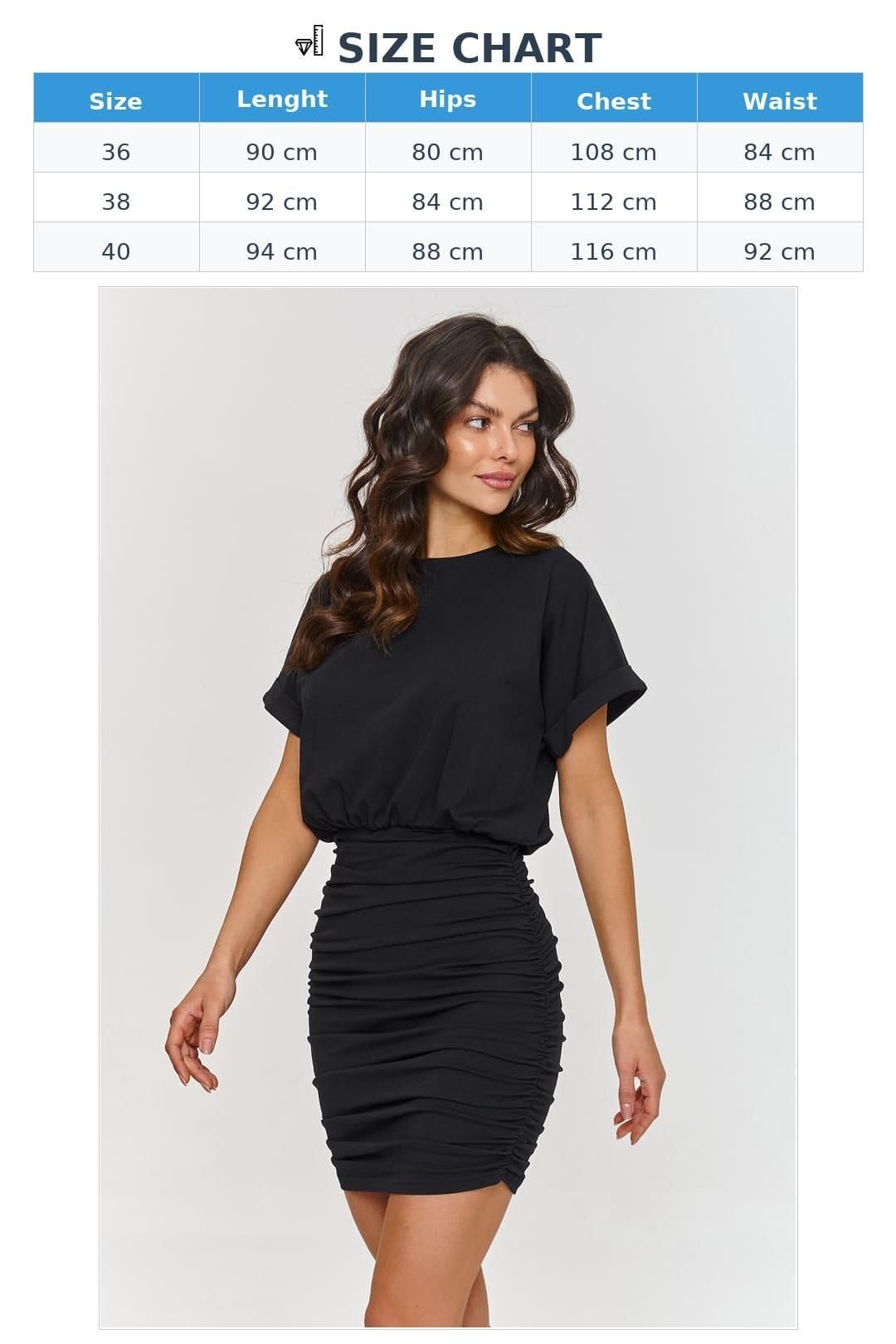 Love Lace Love Lace Women's Ruched Mini Short Sleeve Dress in Black - 4