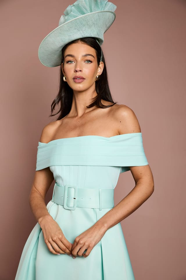 Coast Coast Women's Lisa Tan Bardot Bandage Hi-Lo Midi Dress in Sage - 2