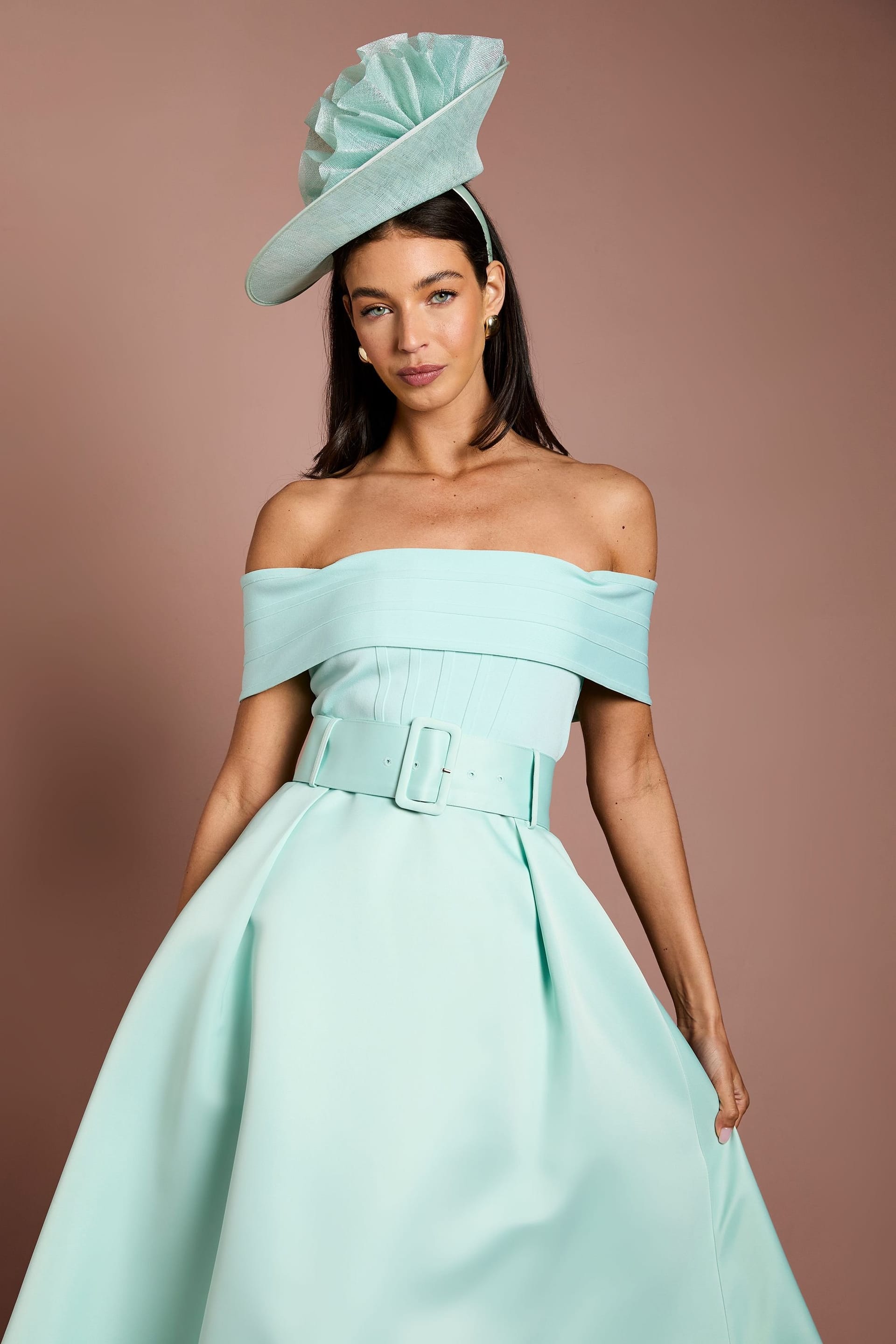 Coast Coast Women's Lisa Tan Bardot Bandage Hi-Lo Midi Dress in Sage - 4