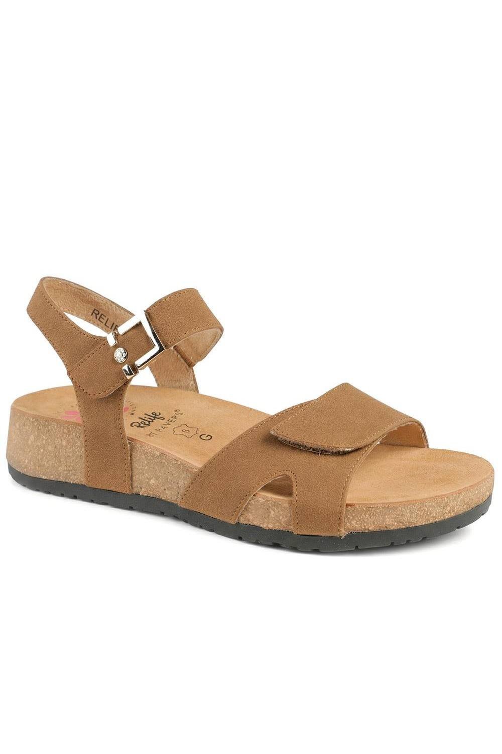 Pavers Pavers Women's Relife Buckle & Adjustable Fasten Sandals in Tan - 3
